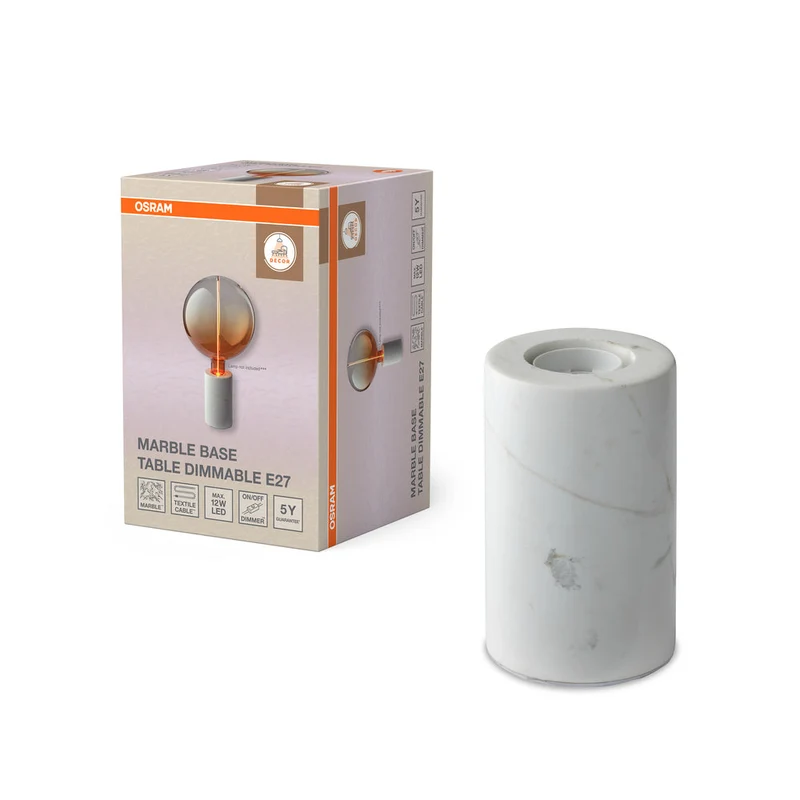 OSRAM DECOR Marble Base Lampada da tavolo Dim E27 Bianco