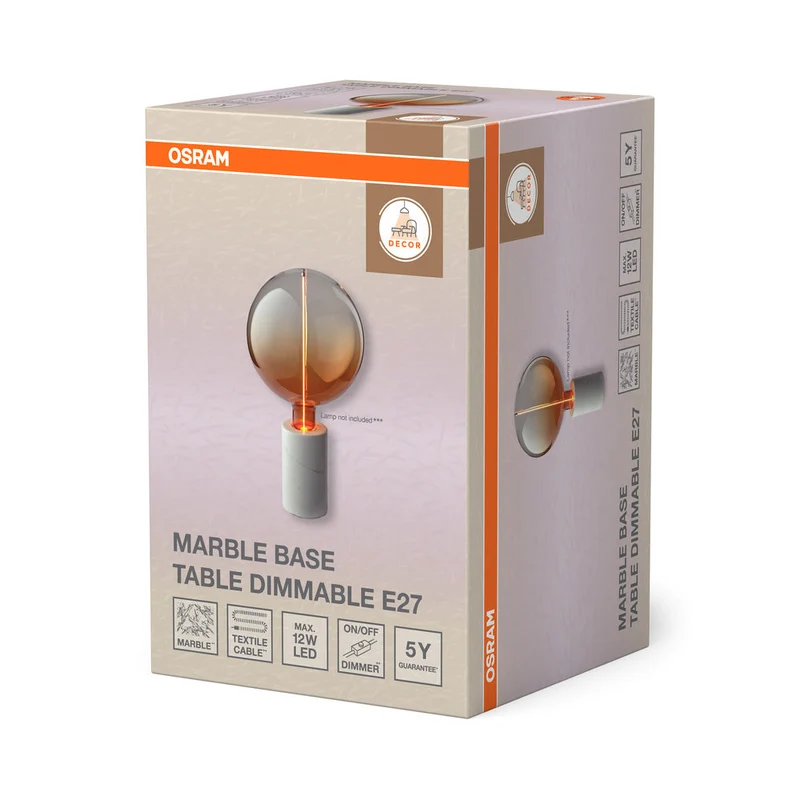 OSRAM DECOR Marble Base Lampada da tavolo Dim E27 Bianco