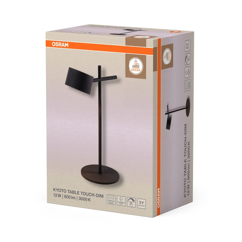 OSRAM DECOR Kyoto Lampada da tavolo 12W 930 TOUCH DIM Nero