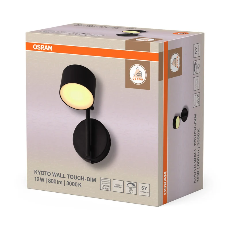OSRAM DECOR Kyoto Applique 12W 930 TOUCH DIM Nero