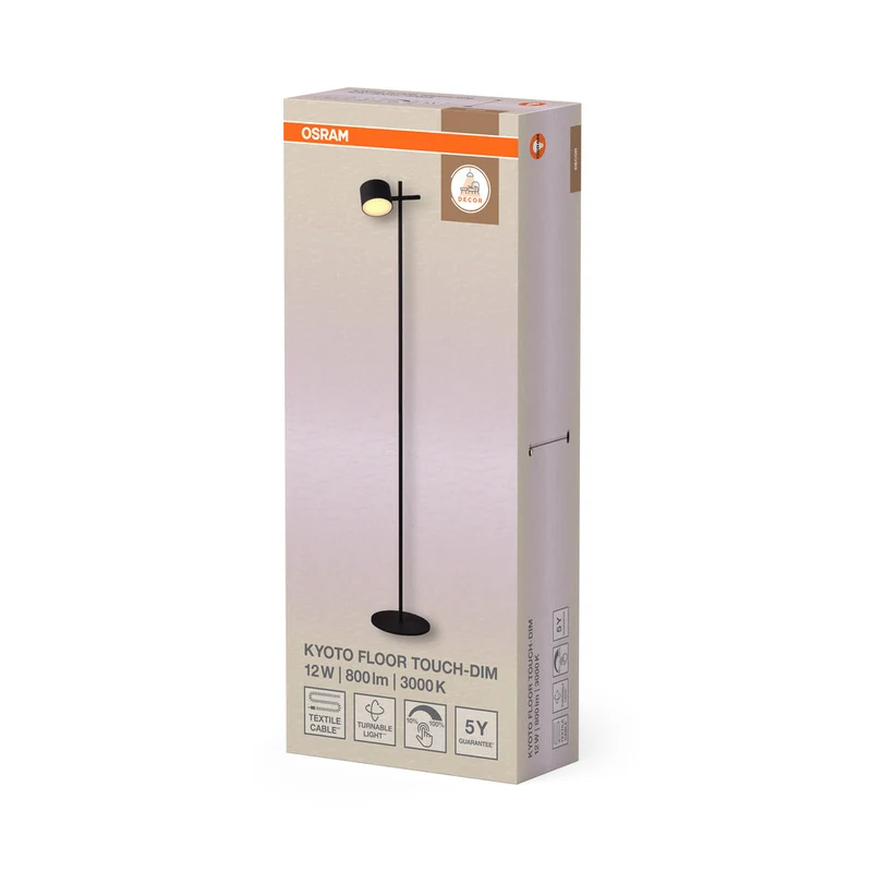 OSRAM DECOR Kyoto Lampada da terra 12W 930 TOUCH DIM Nero