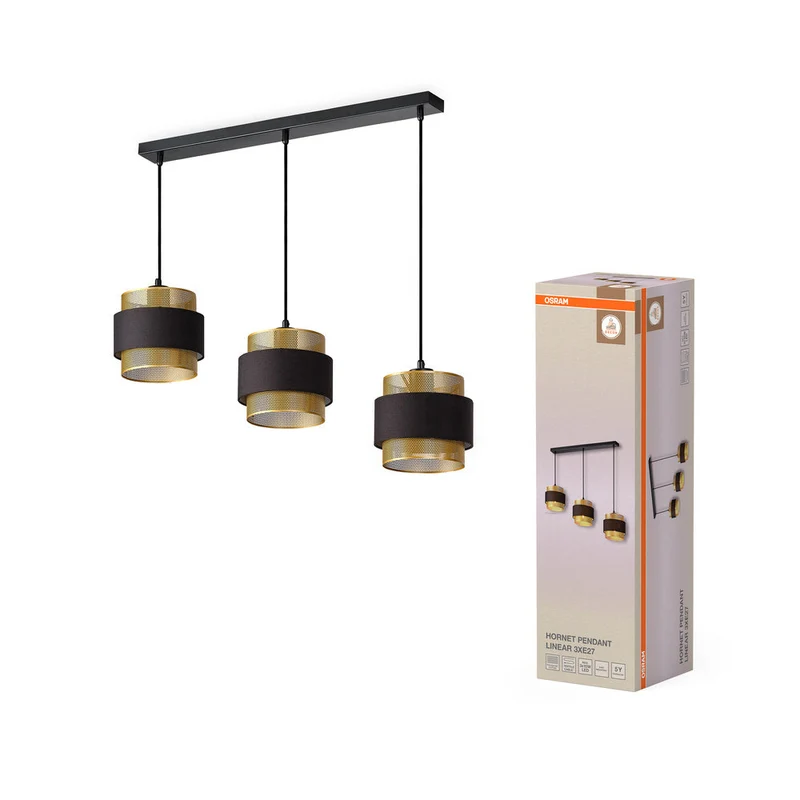 OSRAM DECOR Hornet Lampada a sospensione lineare 3xE27 Nero
