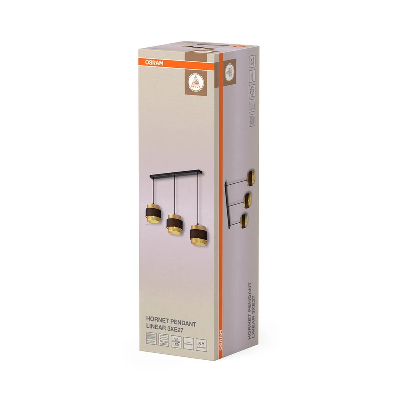 OSRAM DECOR Hornet Lampada a sospensione lineare 3xE27 Nero