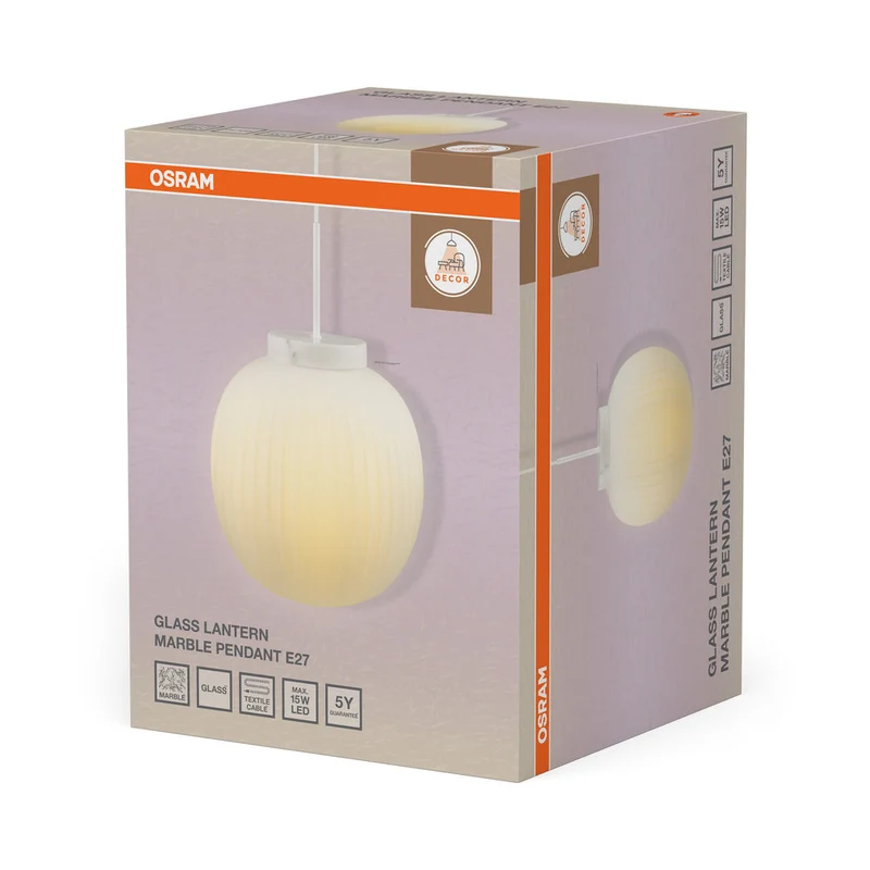 OSRAM DECOR Glass Lantern Marble Lampada a sospensione E27