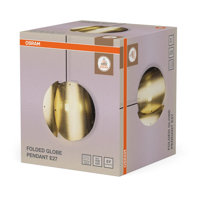 OSRAM DECOR Folded Globe Lampada a sospensione E27 Oro