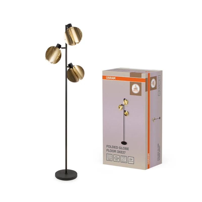 OSRAM DECOR Folded Globe Lampada da terra 3xE27 Oro