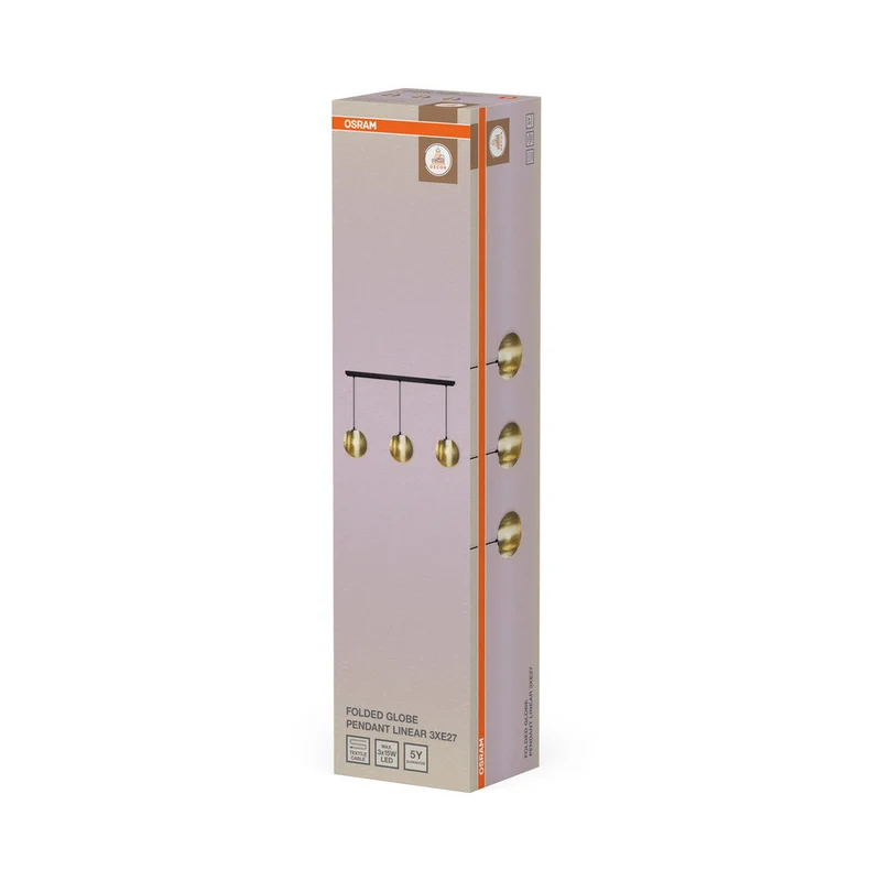 OSRAM DECOR Folded Globe Lampada a sospensione lineare 3xE27 Oro