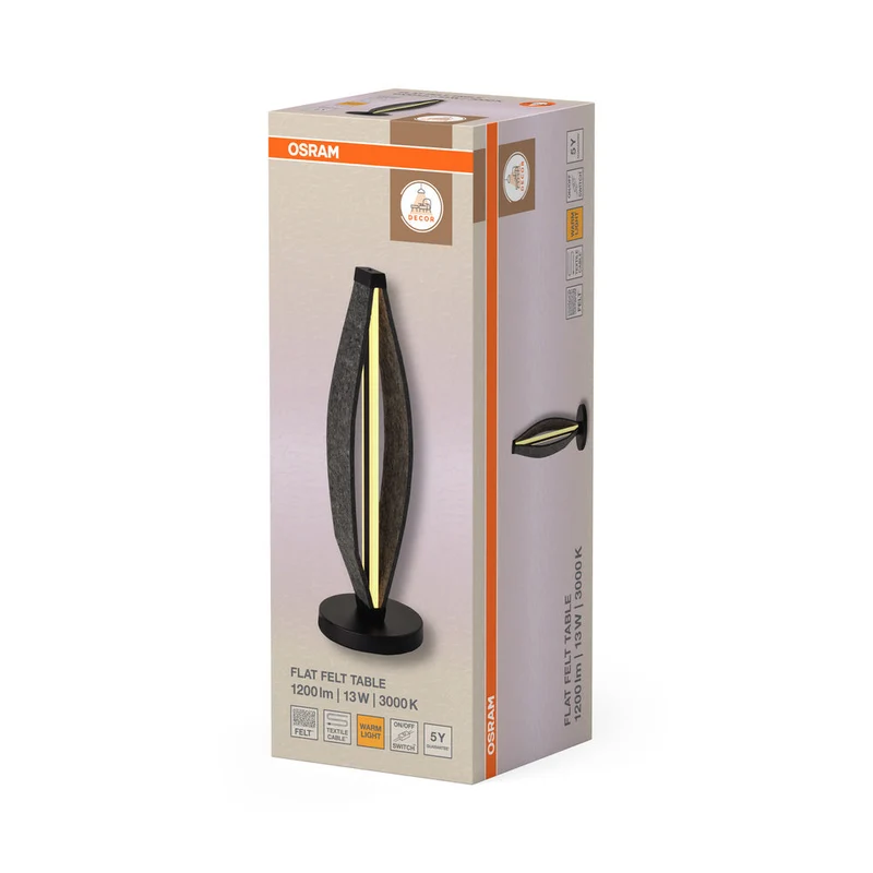 OSRAM DECOR Lampada da tavolo Flat Felt 13W 830 Grigio scuro