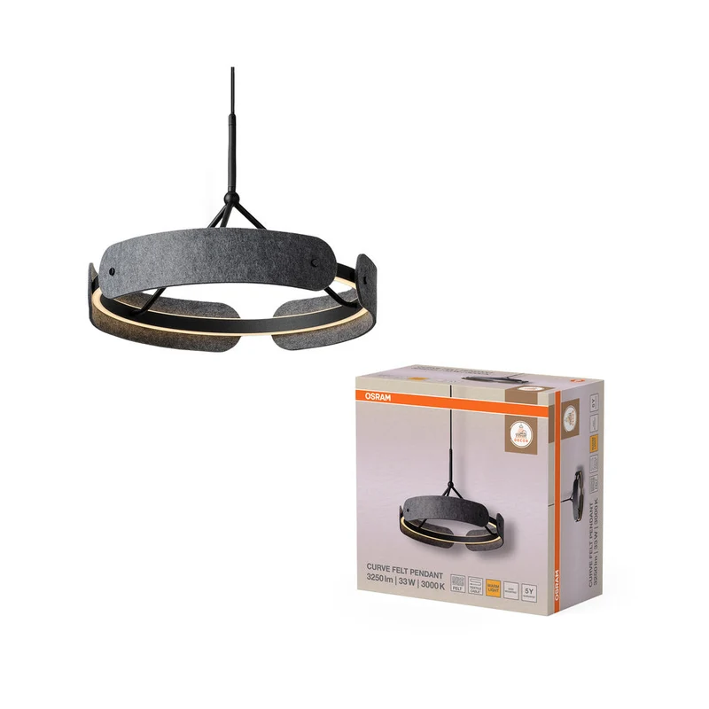 OSRAM DECOR Lampada a sospensione Curve Felt 33W 830 Grigio scuro