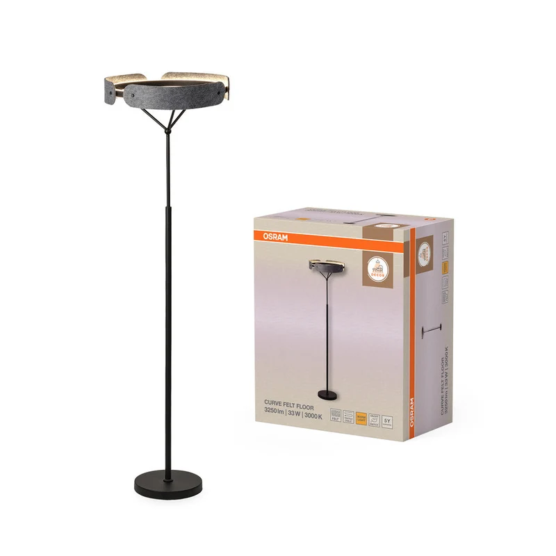OSRAM DECOR Lampada da terra Curve Felt 33W 830 Grigio scuro