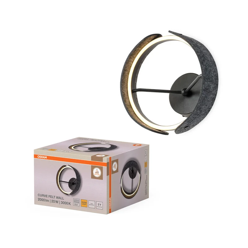 OSRAM DECOR Applique Curve Felt 20W 830 Grigio scuro
