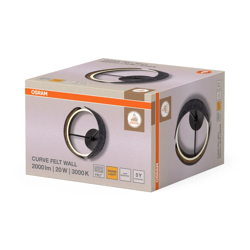 OSRAM DECOR Applique Curve Felt 20W 830 Grigio scuro