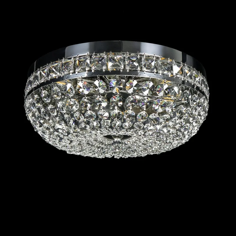 Casa Padrino Luxus Barock Kristall Deckenleuchte Silber Ø 40 x H. 17 cm - Prunkvolle Messing Deckenleuchte mit böhmischem Kristallglas - Barock Möbel - Edel & Prunkvoll
