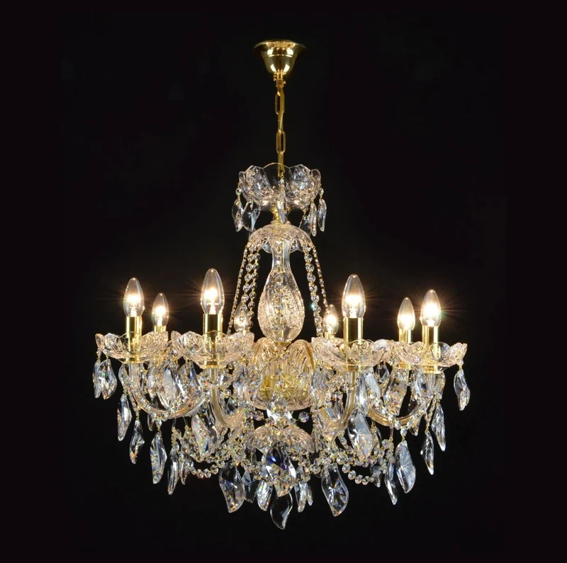 Casa Padrino Luxus Barock Kristall Kronleuchter Gold Ø 70 x H. 65 cm - Prunkvolle Messing Kronleuchter mit böhmischem Kristallglas - Barock Möbel - Edel & Prunkvoll