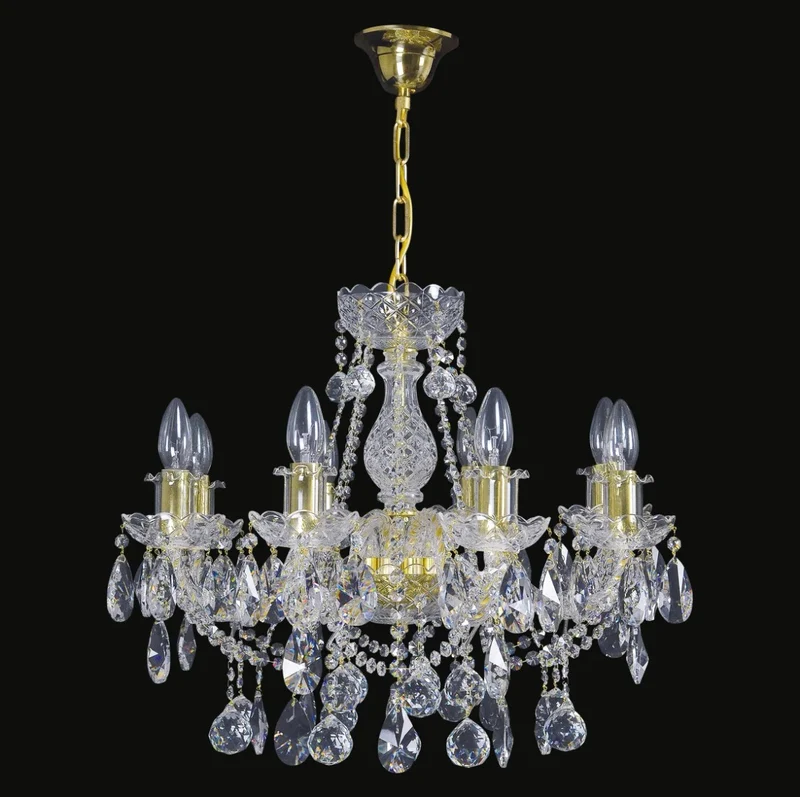 Casa Padrino Luxus Barock Kristall Kronleuchter Gold Ø 56 x H. 50 cm - Prunkvolle Messing Kronleuchter mit böhmischem Kristallglas - Barock Möbel - Edel & Prunkvoll