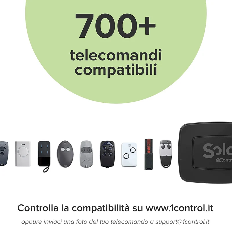 1Control SOLO 2 GEN, Apricancello Bluetooth senza Fili per Telefono/Smartphone per Aprire Cancelli e Porte Garage Controllati da Telecomando, x4 Cancelli e fino a 10 Utenti, Nero, Made in Italy