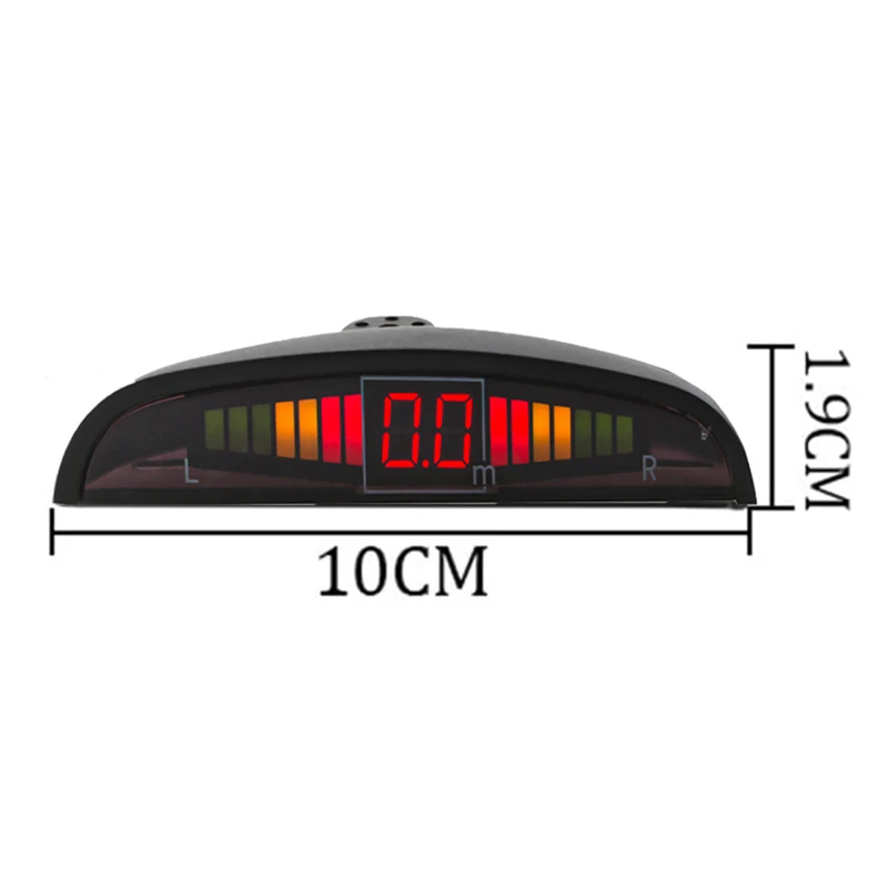Alcapower 970051 Kit 4 sensori di parcheggio retromarcia, display digitale con indicatori led e avviso acustico, cavo di 15 metri, centralina integrata