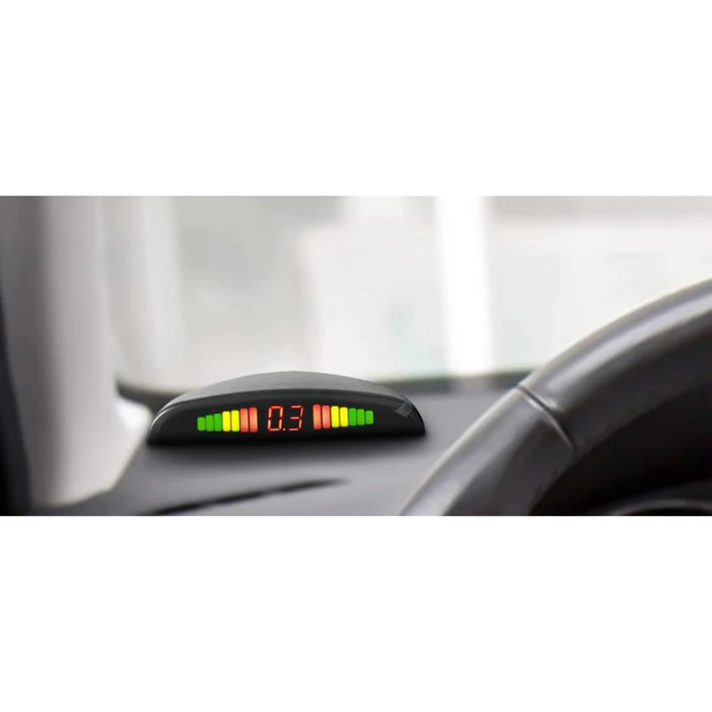 Alcapower 970051 Kit 4 sensori di parcheggio retromarcia, display digitale con indicatori led e avviso acustico, cavo di 15 metri, centralina integrata