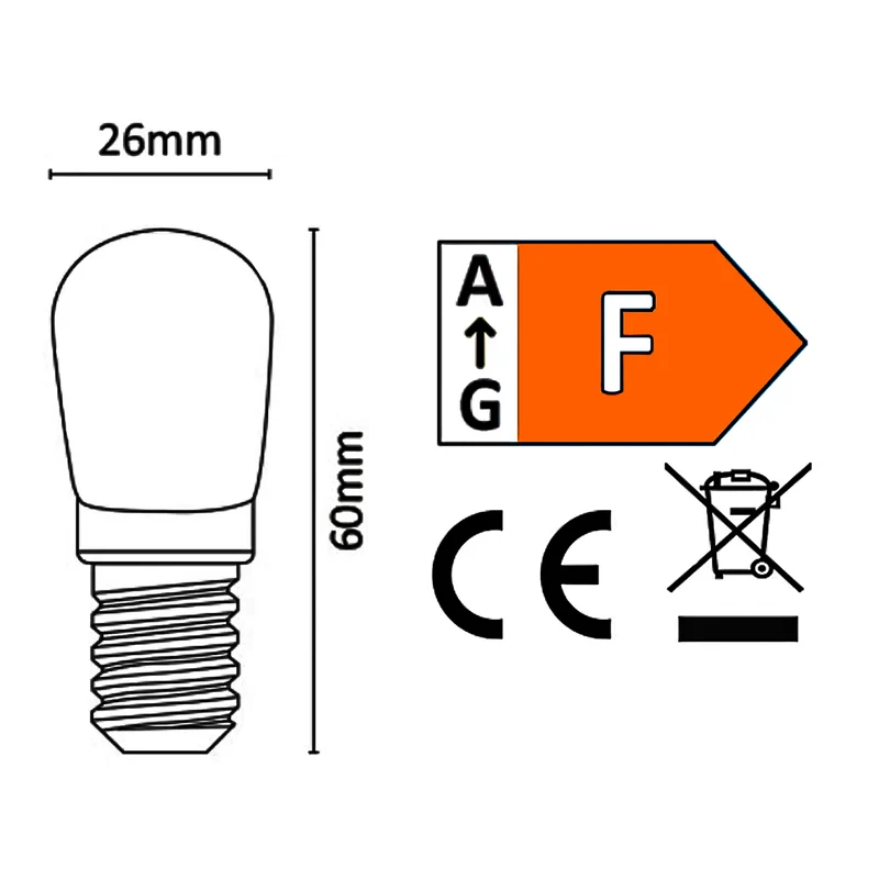 Alcapower Lampada LED E14 bianco caldo, lampadina T26 230V 3.5W, bulbo 310lm, temperatura 3000K