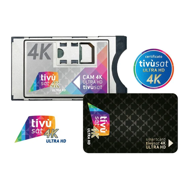 Digiquest Cam Tivùsat 4K Ultra HD, modulo CAM con smartcard Tivùsat senza abbonamento mensile, qualità satellitare