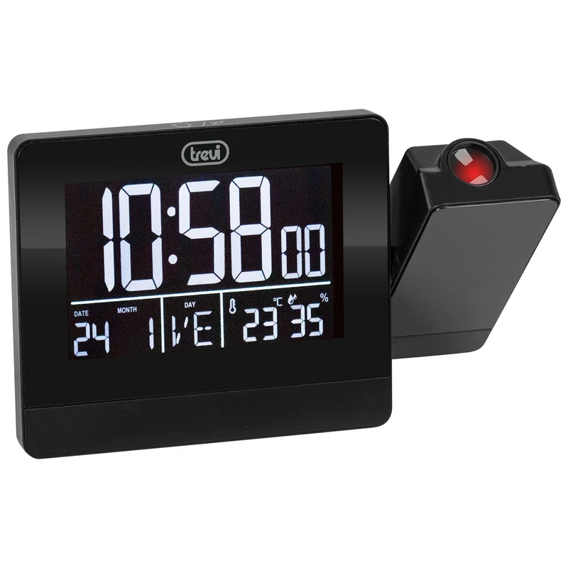 Trevi EC 884 PJ Orologio sveglia con proiezione laser orario con presa USB di ricarica e display retroilluminato, due sveglie programmabili, funzione prosponi