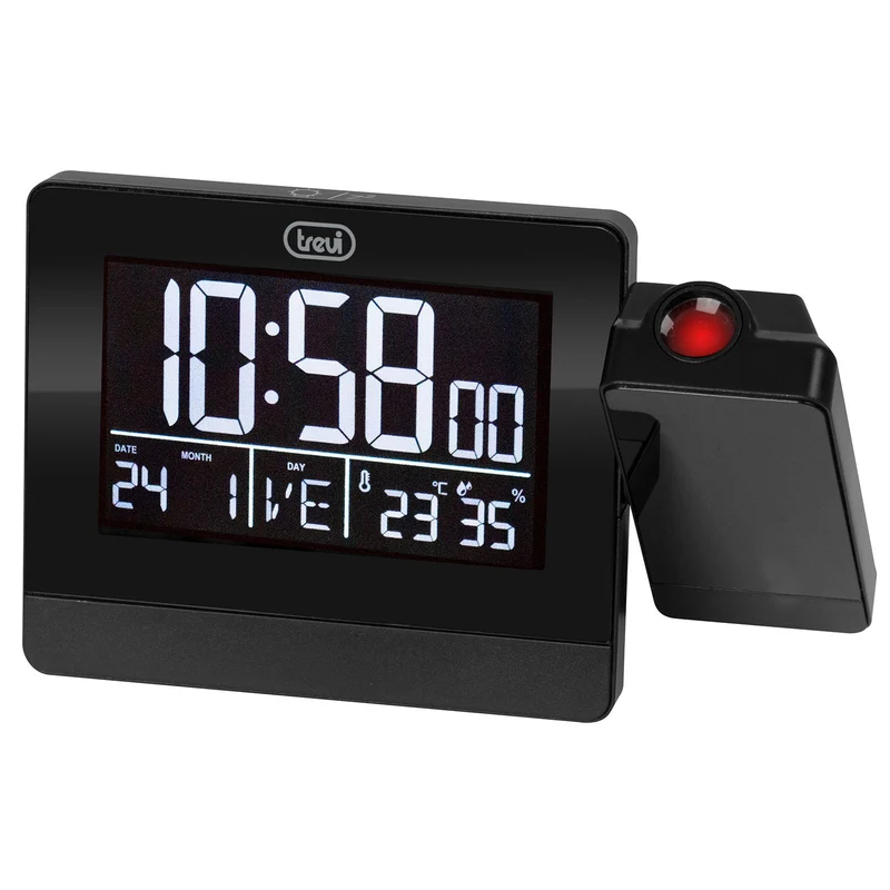 Trevi EC 884 PJ Orologio sveglia con proiezione laser orario con presa USB di ricarica e display retroilluminato, due sveglie programmabili, funzione prosponi