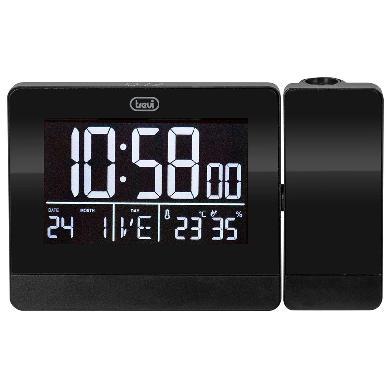 Trevi EC 884 PJ Orologio sveglia con proiezione laser orario con presa USB di ricarica e display retroilluminato, due sveglie programmabili, funzione prosponi