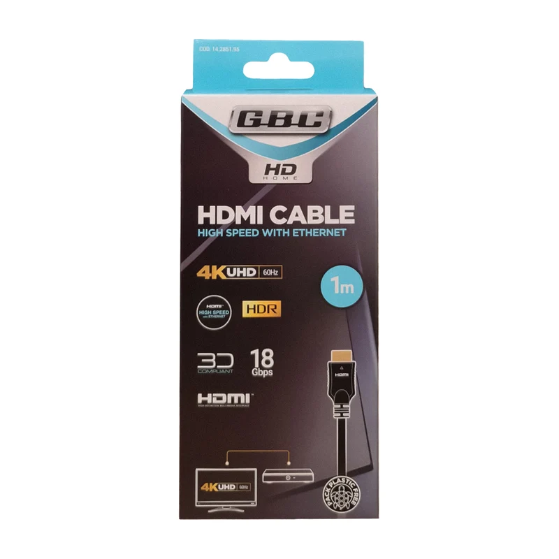 GBC Cavo HDMI da 1 metro, supporta 4K UHD a 60Hz, velocità elevata 18 Gbps con ethernet , connettori placcati in oro
