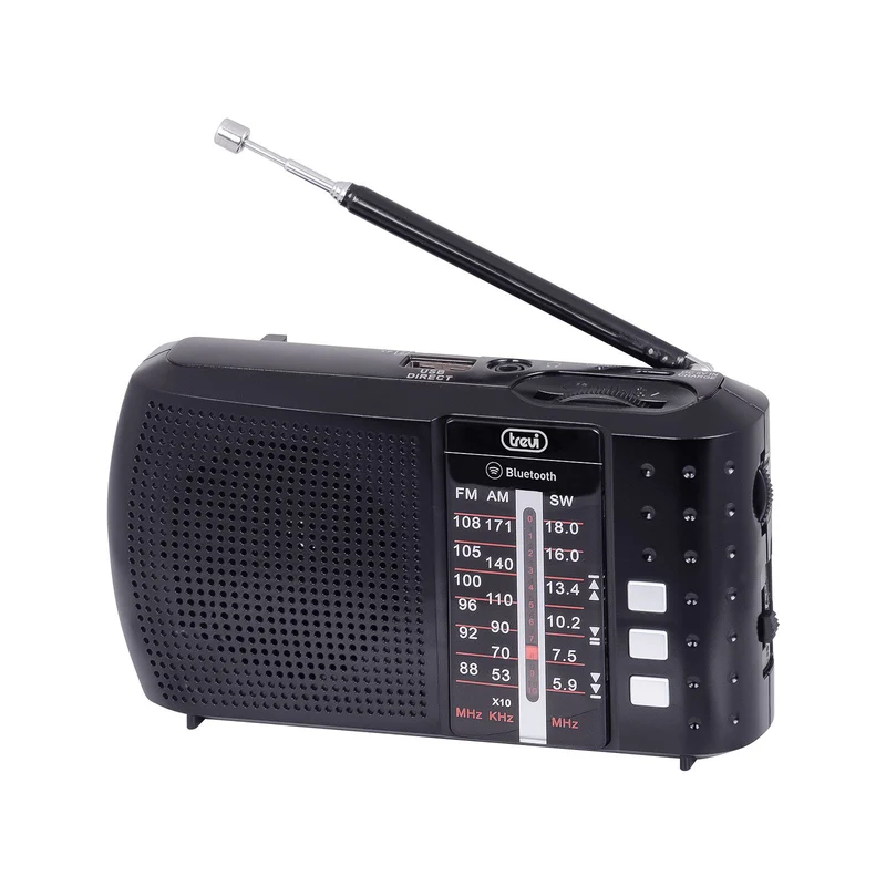 Trevi Radio portatile multibanda, stereo con funzione bluetooth, ingresso usb, lettore micro sd, colore nero