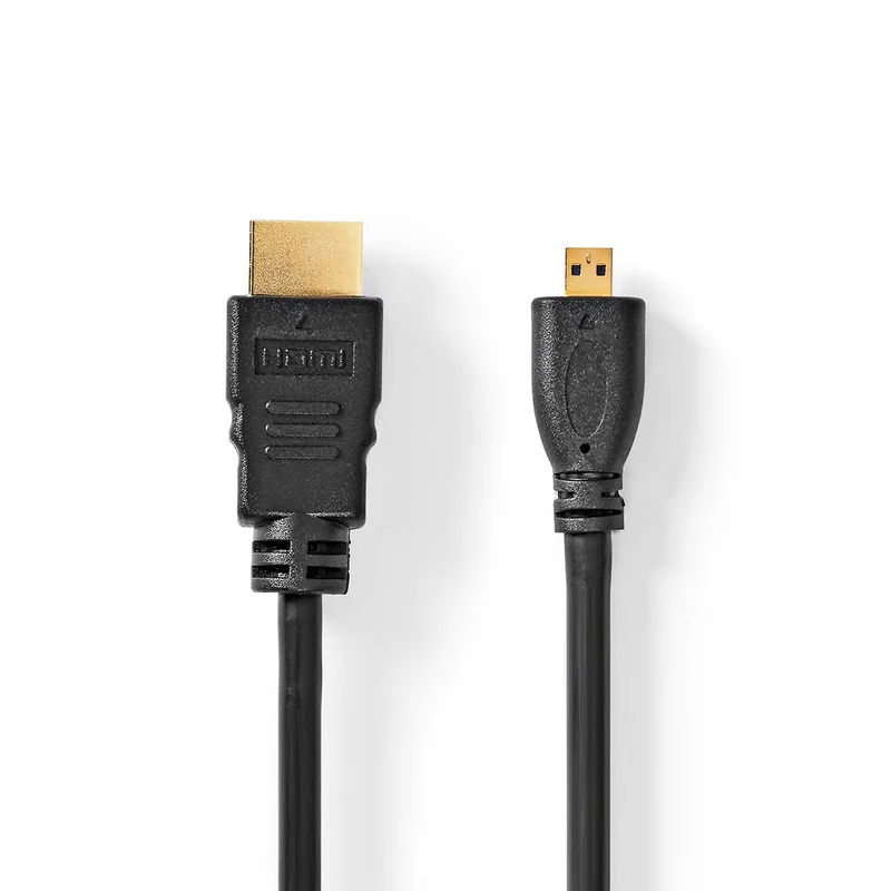 Nedis adattatore maschio da HDMI a micro HDMI, cavo 2 metri ad alta velocità con Ethernet, risoluzione 4K 30Hz, velocità 10.2 Gbps