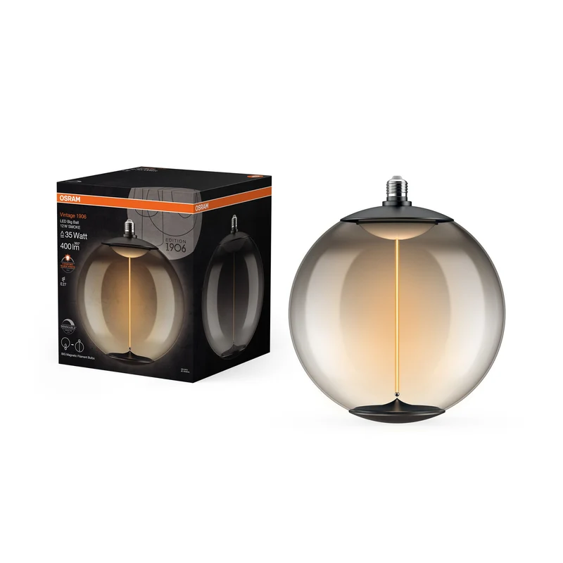 OSRAM Vintage 1906 LED Grande lampada decorativa con filamento a magnete dimmerabile 12W 818 Smoke E27