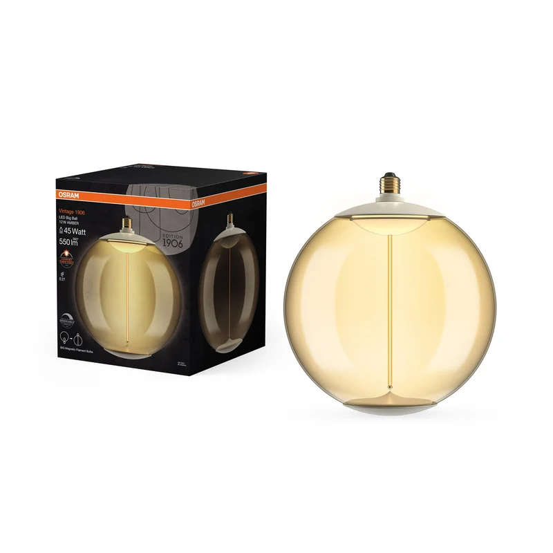 OSRAM Vintage 1906 LED Grande lampada decorativa con filamento a magnete dimmerabile 12W 818 Amber E27