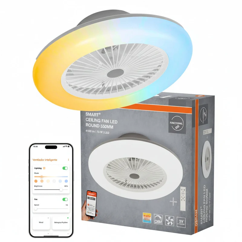 OSRAM SMART+ Ventilatore da soffitto con tecnologia WiFi Rotondo 550 mm + RC