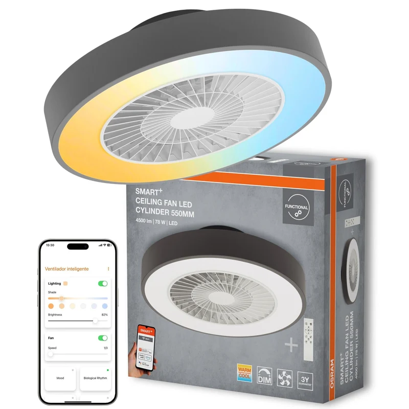 OSRAM SMART+ Ventilatore da soffitto con tecnologia WiFi Cilindro 550 mm + RC