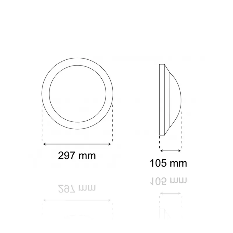 Plafoniera LED tonda da esterno con rilevatore di presenza diam.295mm, 16W, 220Vac, Luce Naturale, Nera