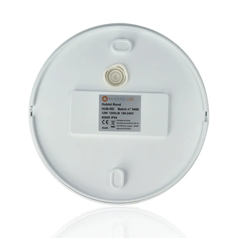 Plafoniera LED tonda, 12W, 220Vac, Luce Naturale, Bianco