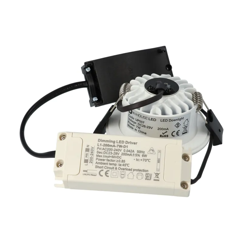 Faretto LED rotondo da incasso diam.85mm, 7W, 220Vac, con regolazione temperatura luce (Calda - Naturale - Fredda) - Bianco