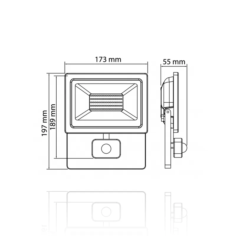 Proiettore LED con rilevatore di presenza, 30W, 220Vac, Luce Naturale, Nero