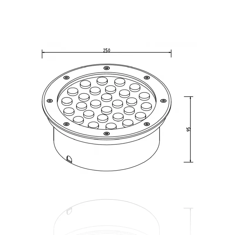 Faretto da interrare diam.250mm 27W, 220 Vac, Luce Naturale