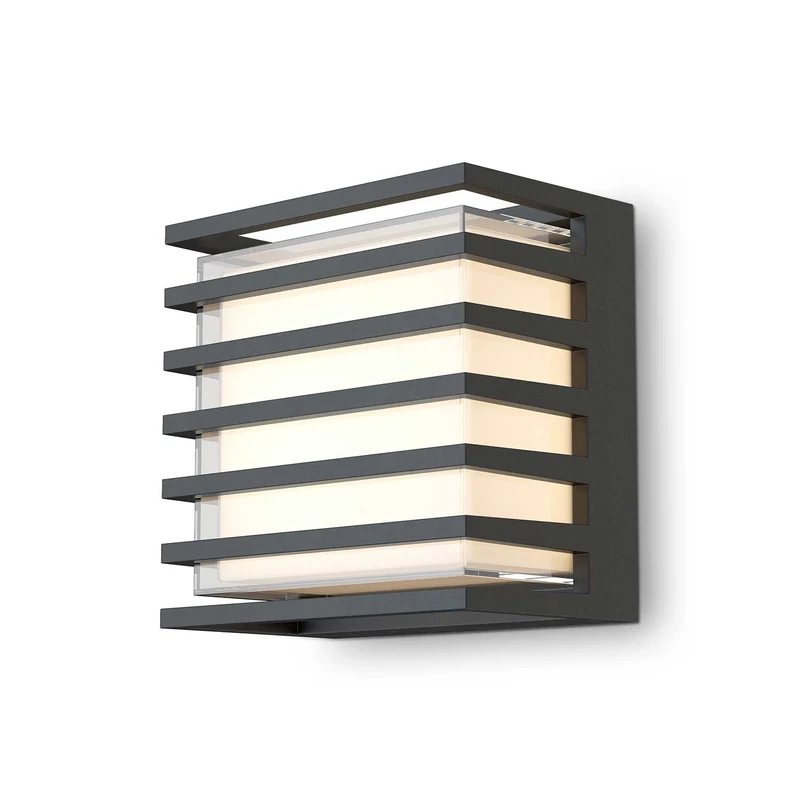 Downing Street - Applique murale LED cubique d’extérieur en acier, style contemporain