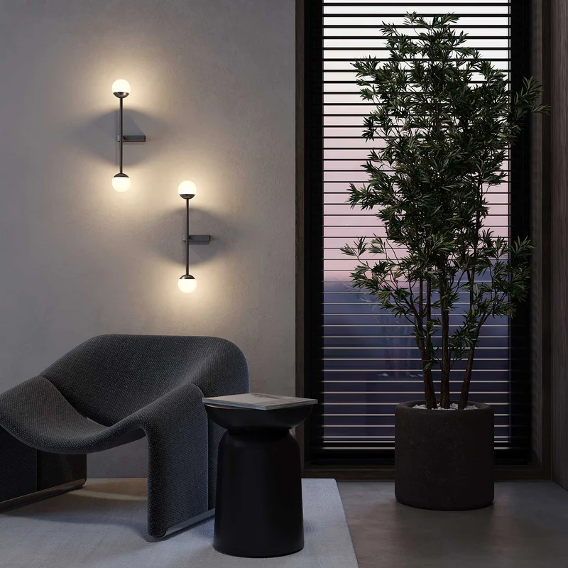 Touch - Applique murale LED circulaire dorée en acier, style Art déco