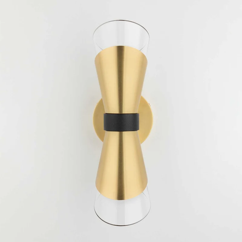 Angie - Applique murale en verre et laiton ou acier, style vintage