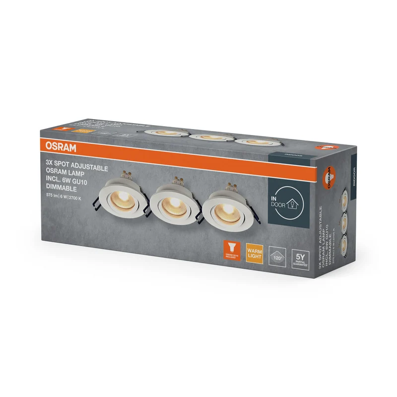 Set di faretti da incasso OSRAM LED GU10 IP65 4,5 W bianchi ⌀68 mm
