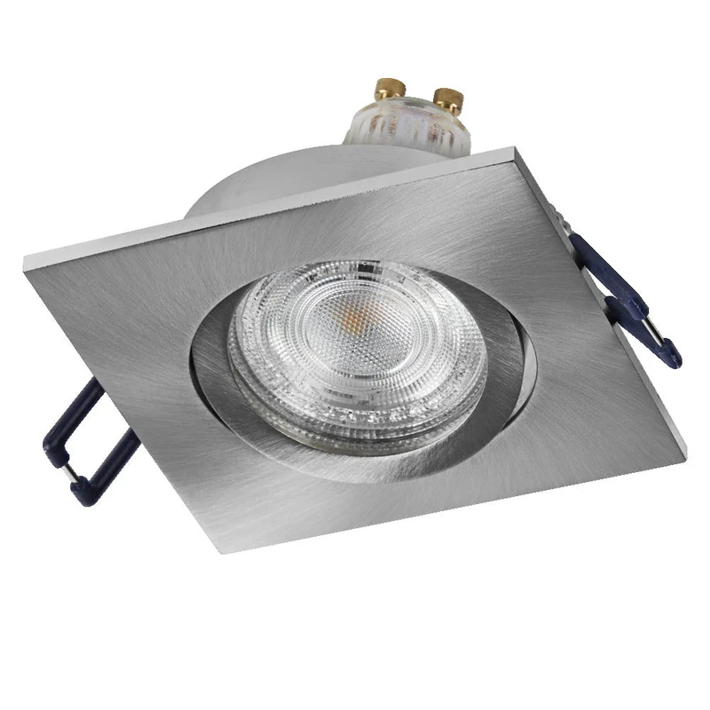 Set faretti da incasso OSRAM LED Spot Recess GU10 orientabile Square Click 4,5W 827 Nichel satinato ⌀68 mm