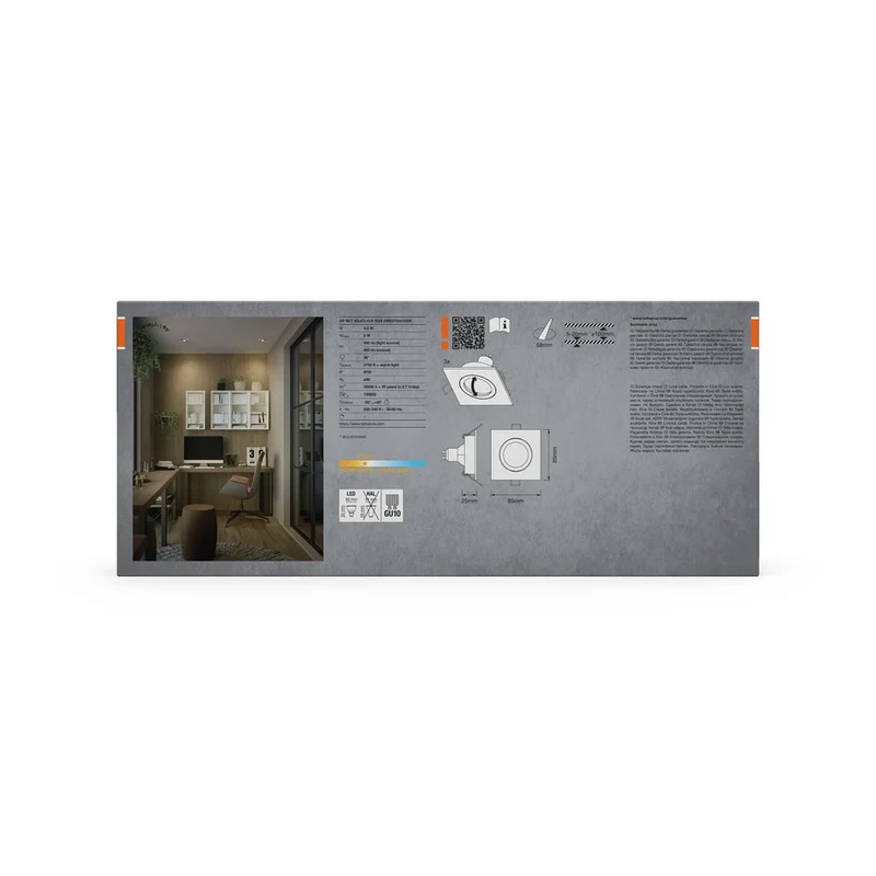 Set faretti da incasso OSRAM LED Spot Recess GU10 orientabile Square Click 4,5W 827 Nichel satinato ⌀68 mm