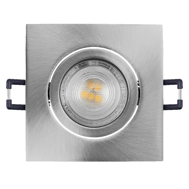 Set faretti da incasso OSRAM LED Spot Recess GU10 orientabile Square Click 4,5W 827 Nichel satinato ⌀68 mm