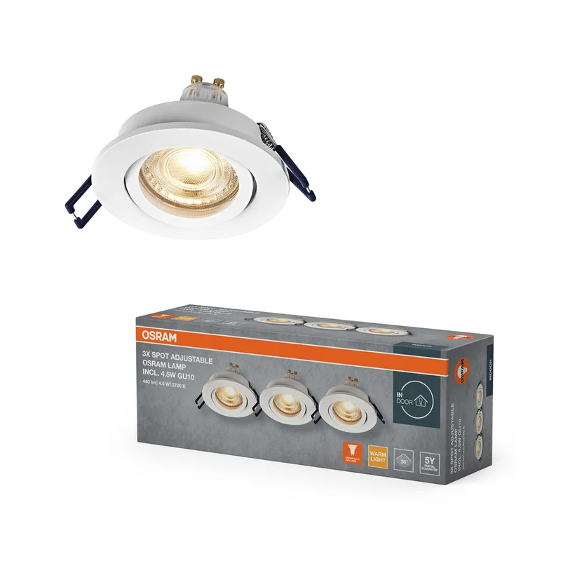Set faretti da incasso OSRAM LED Spot Recess GU10 orientabile Click 4,5W Bianco ⌀68 mm