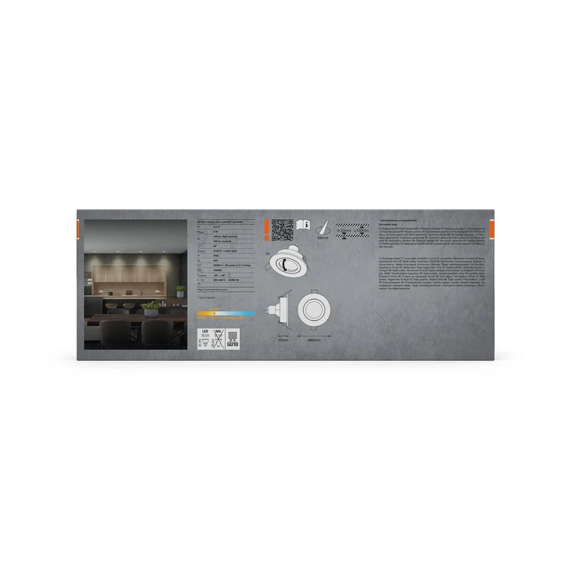 Set faretti da incasso OSRAM LED Spot Recess GU10 orientabile Click 4,5W Bianco ⌀68 mm