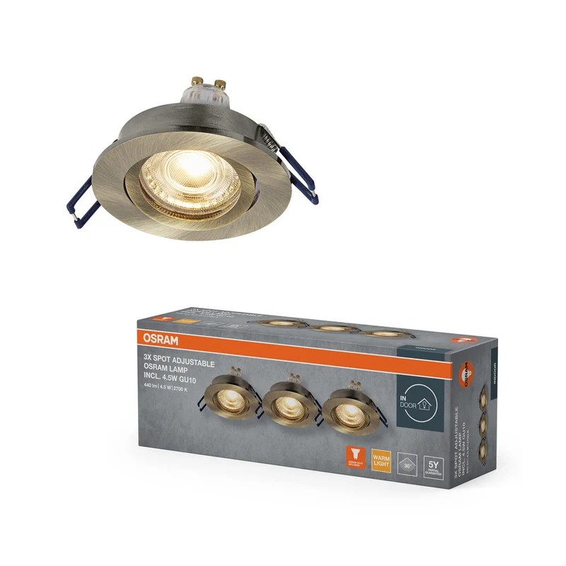 Set faretti da incasso OSRAM LED Spot Recess GU10 orientabile Click 4,5W Ottone verde ⌀68 mm