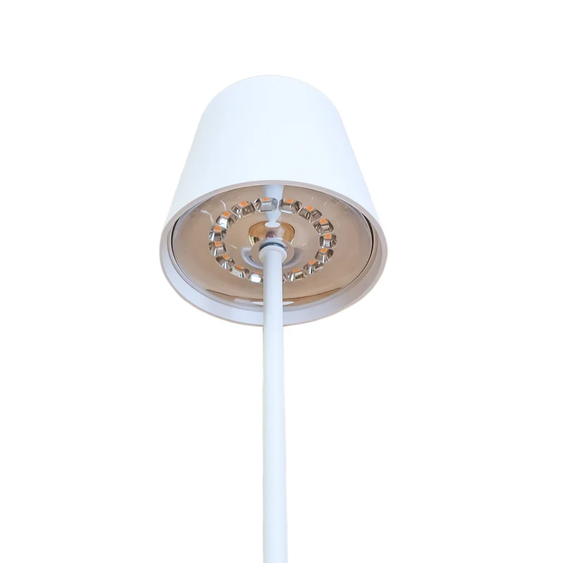 JOlight Lampada da tavolo LED a batteria ricaricabile, abajures bianco in alluminio, interruttore touch, intensità luminosa dimmerabile